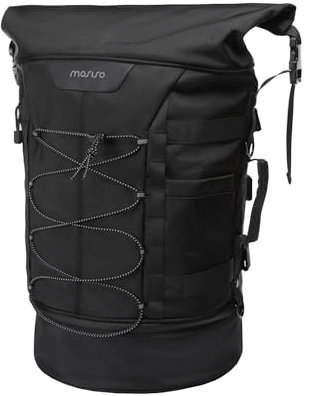 MOSISO Motorrad Sissy Bar Rückenlehne Tasche Reisegepäck Tasche, Große Kapazität Seesack für Motorräder Erweiterbar 30L-48L, Motorrad Gear Tail Beutel mit Regenschutz&Schultergurt, Schwarz