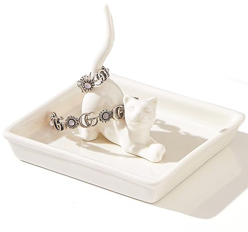 Titanape Chat Femmes Cadeau Chat Bague Support Bijoux Bol Chat Décoration Chat Amoureux Femmes Saint-Valentin Noël Cadeau d'anniversaire Chat Amoureux