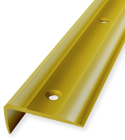 Treppenkantenprofil 16 x 38 x 2500 mm Winkelprofil Messing Poliert Geriffelt Versenkt Gebohrt Messing Einfasshöhe 0-14 mm Küberit