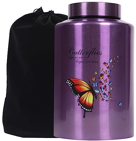 Youdear Memorials Cremation Urn for Human Ashes - Adult Male Female Butterfly Design for Dad Mom (Purple)
