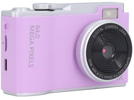 Digital Camera for Photography, Autofocus 64MP 1080P HD 16x Zoom Portable Vlogging Camera with 2.4 Inch Screen, Retro Compact Small Travel Selfie Camera Point and Shoot Camera