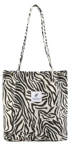 YENVWG Trendige Umhängetasche aus Cord für Damen, geräumige, lässige Handtasche für den täglichen Gebrauch, zebra