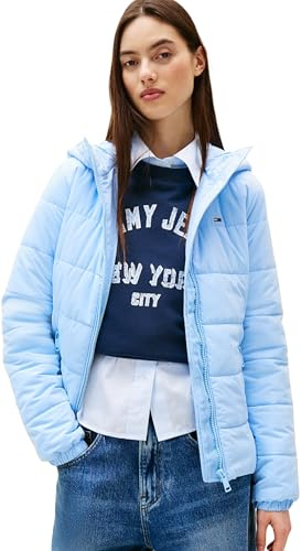 Tommy Jeans Damen Tjw Slim Lw Hooded Padded Jacket Dw0dw20959 Pufferjacke, Blue (Light Powdery Blue), XXS EU