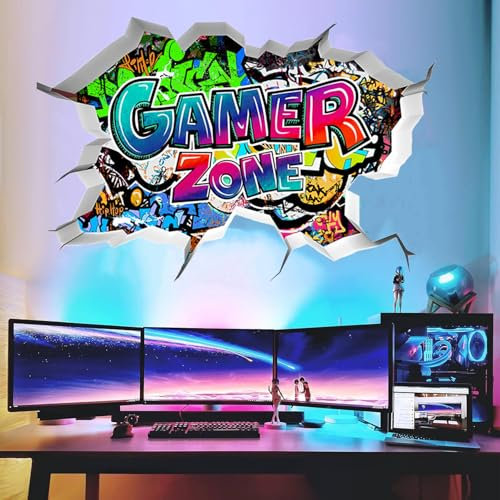 ARJDXDP Gaming Stickers for Wall, 3D Gaming Wall Sticker for Boys Bedroom, Xbox Wall Sticker for Playroom, Gaming Wall Art Stickers, Video Game Stuff for Teenager Boys Gifts Room Decorations