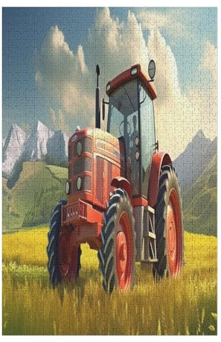 Für Erwachsene 1000-Teiliges Traktor -Puzzle, Holzbrett-Puzzle, Puzzle Für Kinder, Geschenke, 78×53cm