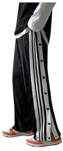 Reha Hose Damen Seitlich zu Öffnen - Herren Trainingshose mit Seitlicher Knopfleiste Button Up Männer Jogginghose Jungen Jogger Sporthose Atmungsaktiv Freizeithose Sportswear Loose Basketball Hosen