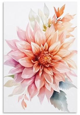 aaaaab Dahlien-Acrylbilder für Wohnzimmer, Wandkunst für Wohnzimmer, Küche, Heimdekoration, 30 x 45 cm