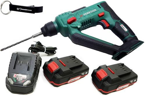 HEADNMORE® Bundle - PARKSIDE® 20V Akku Bohrhammer PABH 20 inkl. Transportkoffer + HEADNMORE® Schlüsselanhänger (2x2Ah Akku)