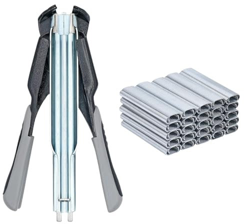 BREUAILY Hog Ring Zange Kit Automatische Zaun Zange mit 2500 Stück C-Typ Clip Zäune Zange Installation Equipment Tool für Tierzaunmatratzen Autositze Sofas Tierzaun Gabionen (Schwarz)