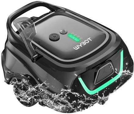 WYBOT A1 Poolroboter Akku mit Dual-Filtersystem - 120 Min Ultra-Leise Reinigung für 100㎡ Pools | Energiesparsystem & Kabelloser Poolsauger Akku,Mattes Schwarz Grün