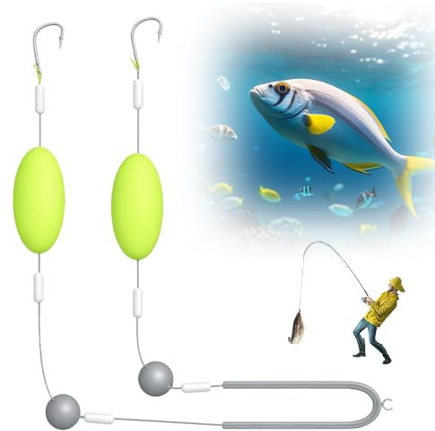 Double-Hook Reverse Bottom Rig, Angel Haken Karpfenangeln Haar-Rigs, Doppelhaken-Rigg für den umgekehrten Boden, Anti-Tangle-Angelhaken, Haken-beständiger Split-Haken, Angeln Köder für Anfänger (1pcs)