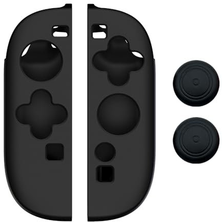 Adecuado para Switch 2 para Joy-Con Funda de silicona de goma + Tapa de joystick para Switch 2 para funda protectora de controlador (Negro)