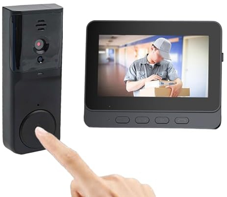 RemixAst 1080P WiFi Video Doorbell Camera Wireless, with Monitors, No WiFi or App Required, Two-Way Audio Communication Waterproof Design, Subscription-Free Door Camera for Home Entrances