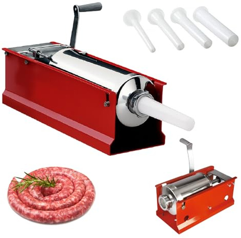 Crisalide® - Insaccatrice per Salumi Manuale in Acciaio Inox AISI 304 – 2 Velocità – 4 Imbuti Inclusi – 3 kg / 5 kg / 8 kg (8kg)
