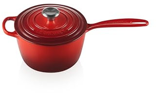 Le Creuset Signature Enamelled Cast Iron Saucepan With Anti Drip Pouring Lip and Vented Lid, For All Hob Types, 18 cm, 1.8 Litres, Cerise, 21181180602430