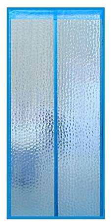 Liveinu Wärmeschutzvorhang Magnet Thermo Türvorhang Fliegengitter Panel-Isolierung Thermovorhang Wasserdicht Winddicht Klimaanlage Fliegenvorhang für Balkontür Wohnzimmer 70x200cm Blau