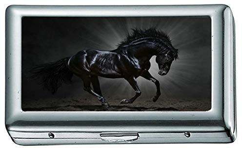 Animal Horse Cigarette Case/Box Business Card Holder Stainless Steel Case Silver Metal Wallet Protection