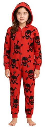 A2Z 4 Kids Kids Unisex Kids Unisex Skull & Cross Bone Print Onesie All in One Halloween Costume Jumpsuit PJ's Age 5-13 Years