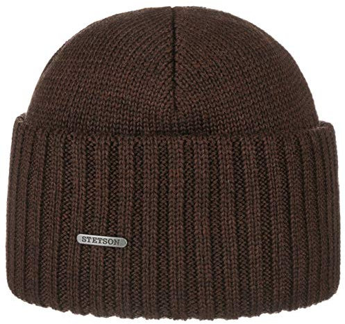 Stetson Northport Wintermütze aus Merinowolle - Mütze Made in Italy - Seemannsmütze für Damen/Herren - Wollmütze Herbst/Winter - Merinomütze Dunkelbraun One Size