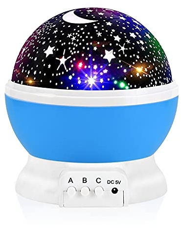 RICTLY Night Light for Kids, Kids Night Light Nebula 360 Degree Rotation - 4 LED Bulbs 12 Light Color Star Projector Changing with USB Cable, Romantic Gifts for Men Women Children