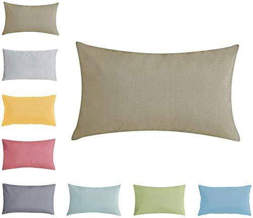 Premium Outdoor Kissen/Dekokissen Hochwertig – Wetterfest – Wasser- & Schmutzabweisend - 100% Polyester (30x50cm, Taupe)