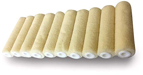 Pack 10 manchons mini rouleaux pattes de lapin laqueur | Velours 100 mm | Peinture plinthes radiateurs surfaces plates coques bateaux | Kibros 4KIT428b