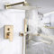 Huin Robinet de douche doré brossé fixé au mur 8Ensemble de robinet de douche à effet pluie avec douche à main Mitigeur de douche pluie à une poignée
