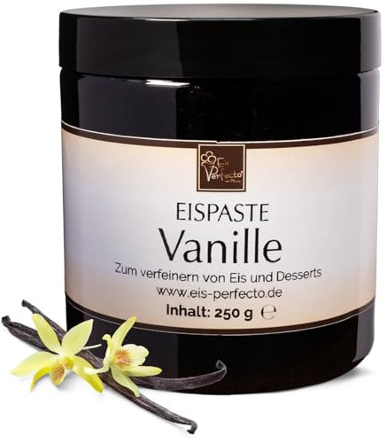Vanille Eispaste zum Verfeinern von leckerem Eis, Desserts, Getränke, Pralinen Torten und vielem mehr – mit Vanilleextrakt und ohne Farbstoffe - Inhalt 250 g