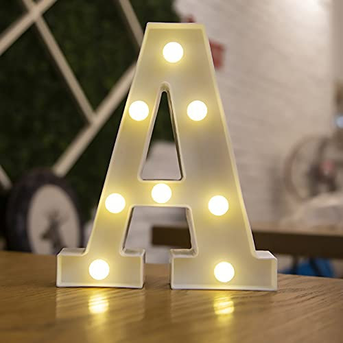Tiardey Brief Lichter LED Symbol Form, Alphabet Kunststoff Festzelt Tischlampen, Leuchten Wörter, Geburtstag Hochzeit Party Everyday Home Wandbehang Dekor-A