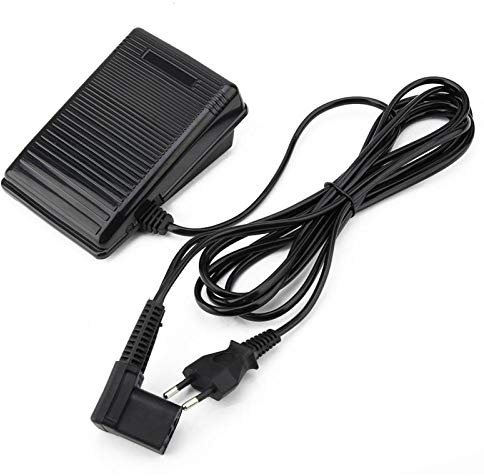 Mutuer Nähmaschine Fußschalterpedal & Netzkabel 220V für Singer 974 (Schwarz, Mechanischer Fußschalter, EU-Stecker, AUF-AUF-AN)