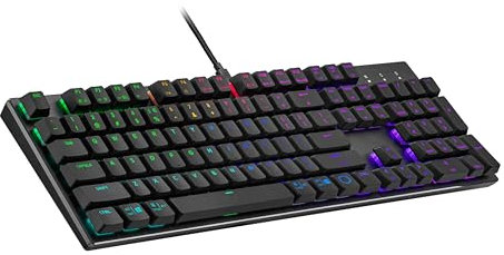 Cooler Master SK652 Full Mechanical Keyboard UK Layout - Full-Size, Low Profile Floating Keycaps, Red Switches, RGB Backlighting, Wired USB Type-A Connection, PC & MacOS Compatible - Gunmetal Grey