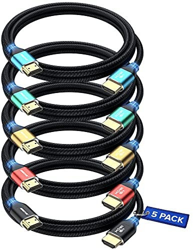 Maximm 8K HDMI 2.1 Cable - 8ft, Ultra High Speed, 8K 60Hz (5 Pack)