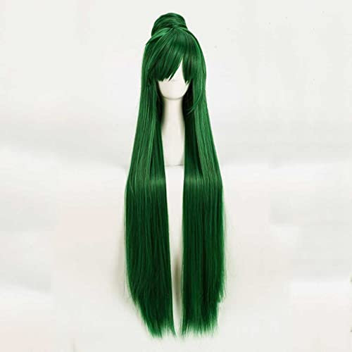 MAOMA Anime Cosplay Perücke,Sailor Moon Sailor Pluto Perücke,Long Straight Perücke,Mit Kostenloser Perückenkappe,für Party Alltag Halloween Perücke Cosplay(Color:Hellgrün)