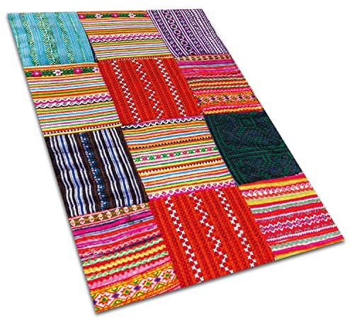 Decormat Tapis Vinyle Le Jardin PVC de Sol Rouge Lino Linoléum sur Balcon 80x120cm Étanche Extérieur de Terrasse - Patchwork Turc