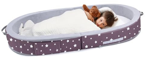 bluaqua Reisbett mit Matratze und Rausfallschutz, Kompakt, Faltbar und Praktisch zum Reisen Kinderbett für Baby und KinderKompakt, Faltbar und Praktisch zum Reisen
