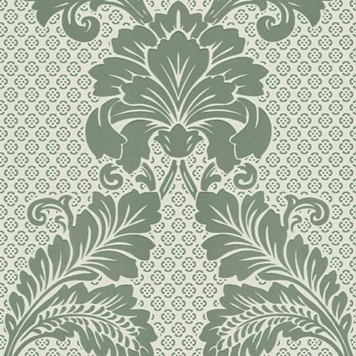 Papier peint baroque Profhome 305443-GU papier peint intissé légèrement texturé au style baroque mat vert bleu 5,22 m2
