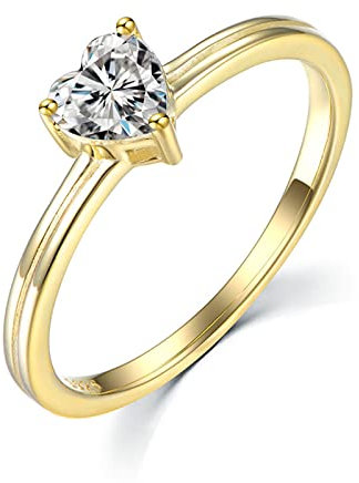 WSX Gold 9/14/18K Heart 1ct Moissanite Engagement Ring for Women Solitaire Wedding Rings for Her Promise Anniversary