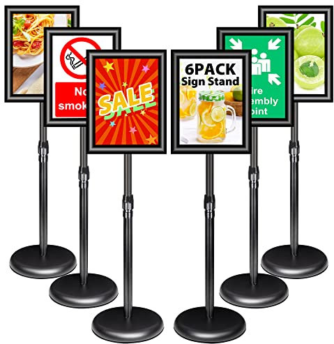VAIIGO 6 Unidades Soporte para Carteles A4 Aluminio | Ajustable & Giratorio Soporte Publicitario e Información, Soportes de Anuncio y Stand | Expositor para Publicidad, Menú, Oficina, Tienda, Negro