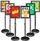 VAIIGO Lot de 6 supports de panneau réglables A4 en aluminium pour affiche, menu, publicité, vente, avis, affichage de signalisation (noir, lot de 6)