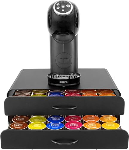 Kapselhalter mit Schublade Dolce Gusto - Getränkehalter für 72 Kaffeekapseln - Kapselhalter - Edelstahl - Schwarz