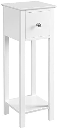 Abician Table de Chevet en Bois Blanc, Table d'Appoint Salon, Bout de Canapé avec 1 Tiroir Blanc