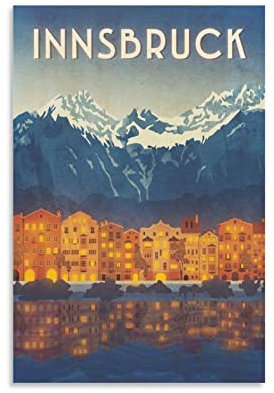 ONOTIO Innsbruck Austria Vintage Reiseposter Berg 30 x 45 cm Wandkunst Bild Kunstdruck Leinwand Kunst Poster Modern Familie Schlafzimmer Dekor Poster