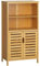 kleankin Meuble de Salle de Bain Placard de Rangement Meuble de Rangement sur peids en Bambou avec 2 Portes et 2 Compartiments - 50 x 29 x 92 cm