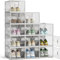 FUNLAX Schuhboxen, Stapelbar Transparent Schuhbox mit 12 Stück, Kunststoff Schuhkarton mit Magnetische Tür und Aromatherapie-Stick, bis Größe 45, Weiß