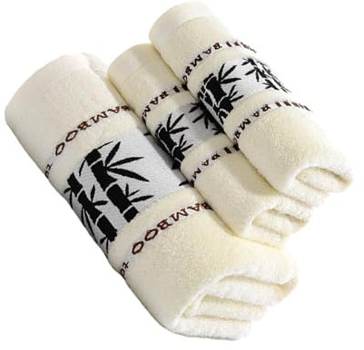 eexuujkl Premium Handtücher Set aus Bambusfaser, weich, saugfähig und nachhaltig, Dicke, saugfähige Luxus Badezimmerhandtücher, vielfältige Einsatzmöglichkeiten, Beige