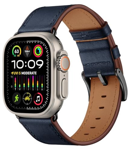 Correa para Apple Watch Ultra 2 49mm, Correa de Cuero Compatible con iwatch 49mm 46mm 45mm 44mm 42mm, Cuero Repuesto Correa para Apple Watch Ultra/2 Serie 10 9 8 7 6 SE 5 4 3 2 1 para Hombre Mujer