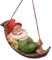 LOMUG Gartenzwerge Gartendeko für Draußen, 18cm Hängematte Gartenfigur Zwerg, Kunstharz Gartenfiguren für Draußen Wetterfest, Weihnachten Geschenk Gartendeko für Draußen Außen Balkon Terrasse