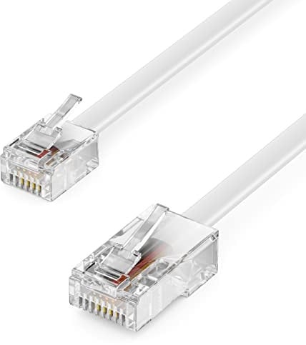 deleyCON 30m Cavo Telefonico RJ11 a RJ45 Cavo Modulare 99% Rame AWG 28 Cavo Piatto da Connettore RJ11 a Connettore di Rete RJ45 Presa Telefonica Modem Router Fax ISDN DSL VDSL Internet Bianco