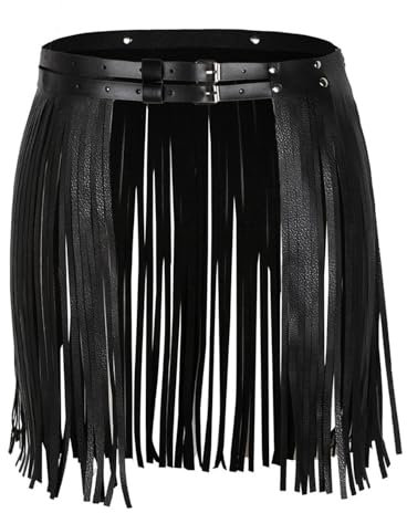 Chyuxinda Damen Punk Taillengürtel Fransen PU Leder Gürtel Kunstleder Rock Dekorativer Hüftgürtel