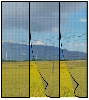 Fly Grille Door Insect Protection Magnetic Fly Curtain, Automatic Closing Mosquito Net for Balcony Door Sliding Door Window Garage, 180x185cm, Black